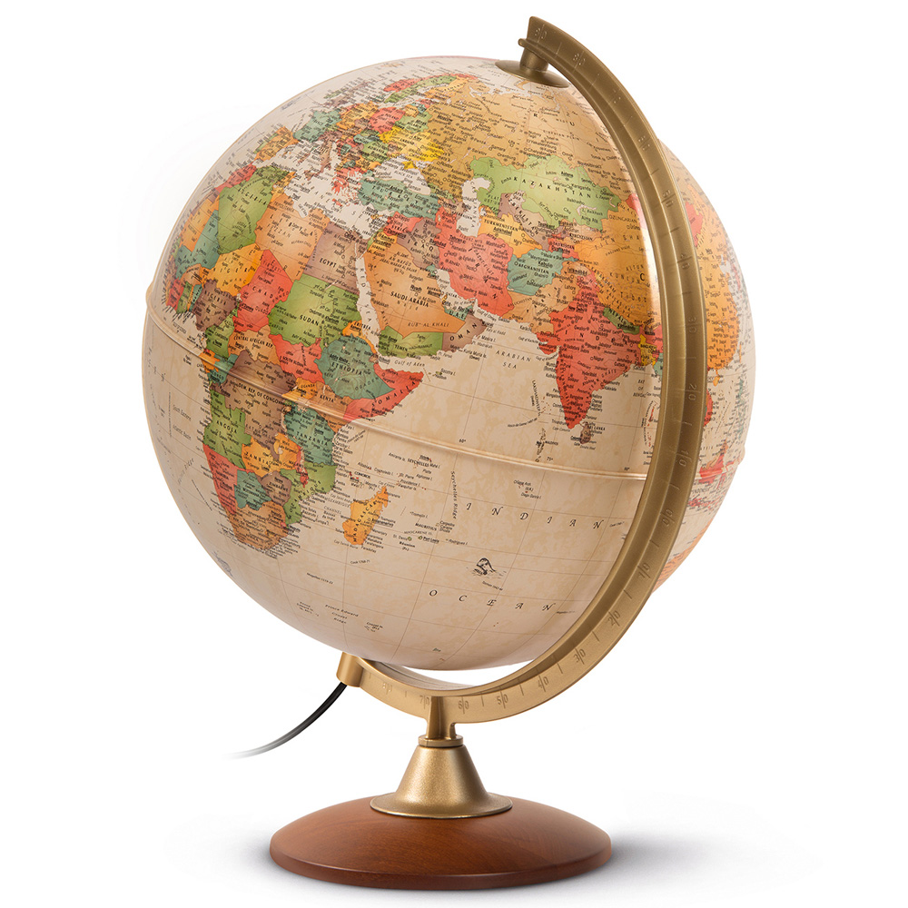 Nova Rico Colombo Antique Style Illuminated Globe with Wooden Base 30cm Image 3