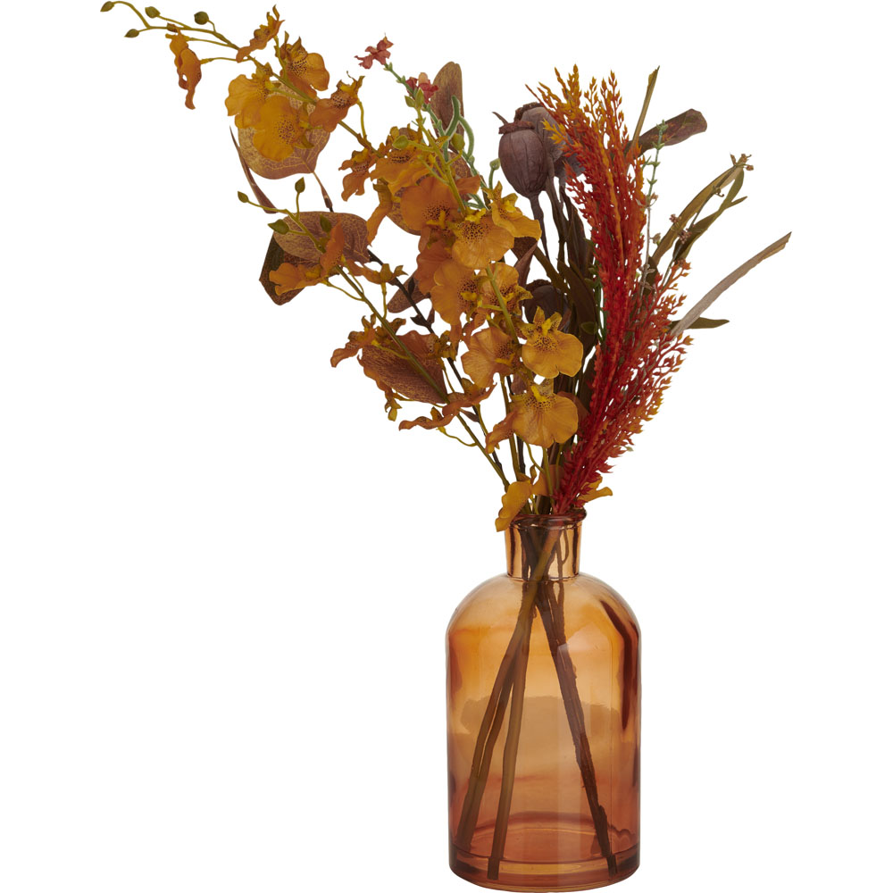 Wilko Autumn Floral in Smoked Glass Vase Image 1