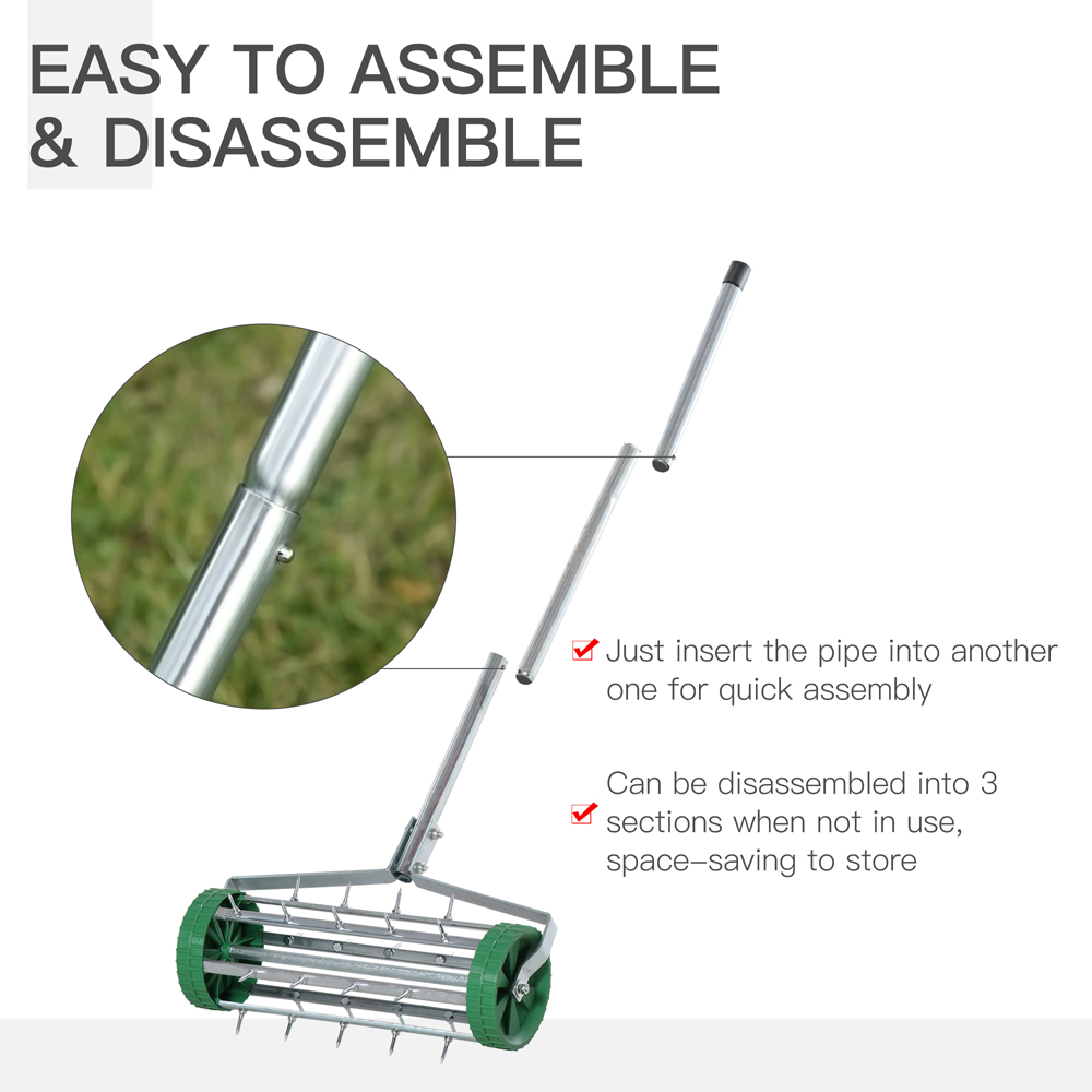 Outsunny Rolling Lawn Aerator with Adjustable Handle Image 7