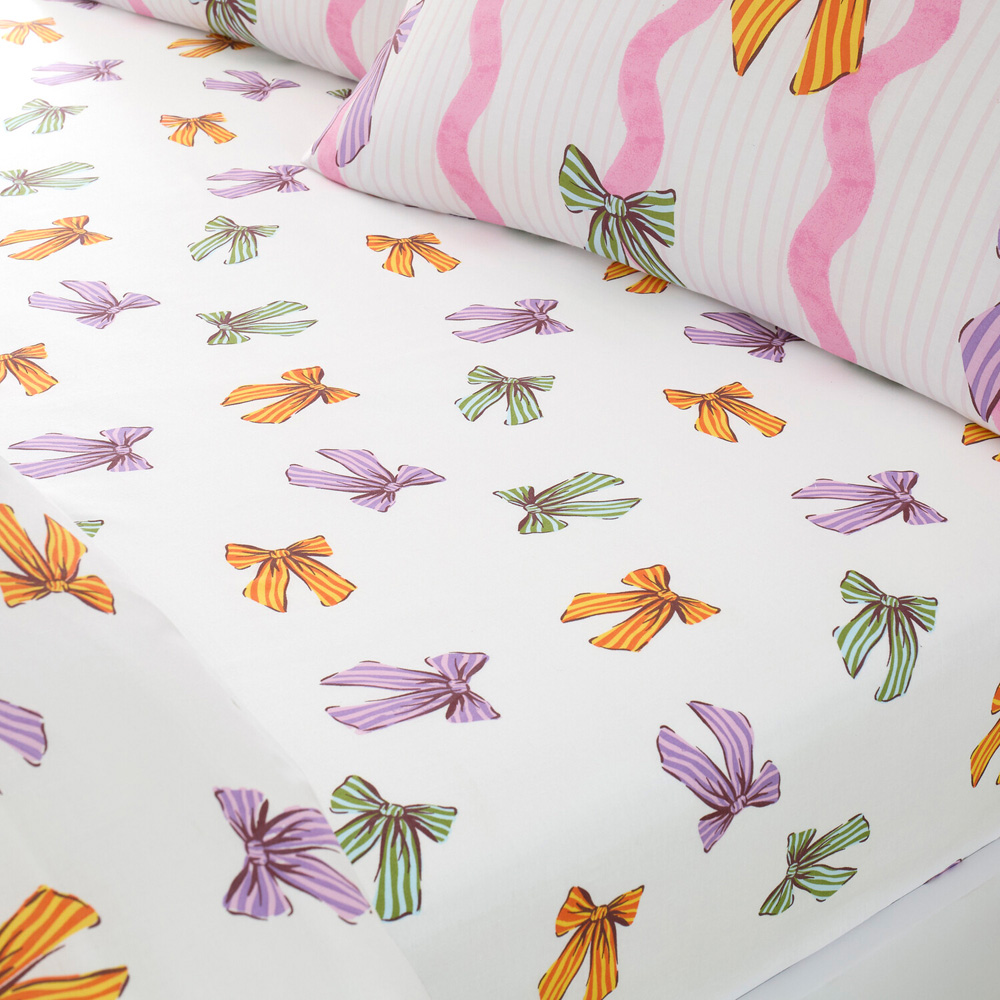Retro Bows Bedding Set Pink King Image 4