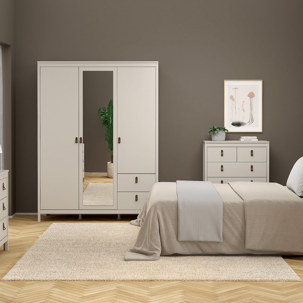 Florence Barcelona 3 Door 2 Drawer Cashmere Wardrobe with Mirror Image 5