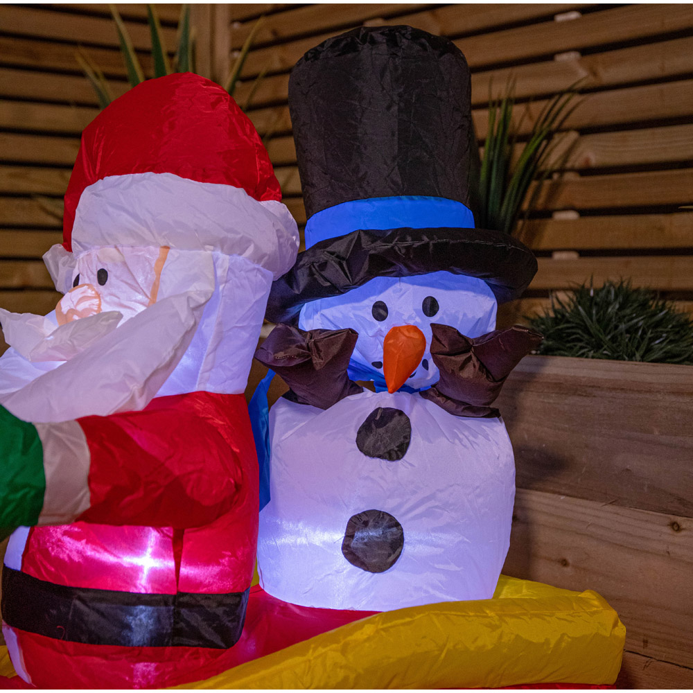 Samuel Alexander Santa and Snowman in Sleigh Light Up Inflatable Christmas Decoration 5ft Image 4