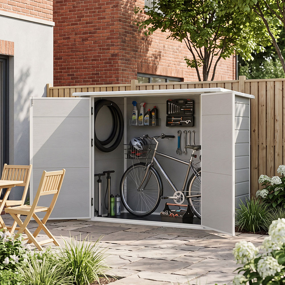 Living and Home 7 x 4ft Plastic Bicycle Storage Shed Image 7