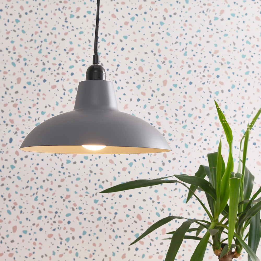ValueLights Civic Dark Grey Retro Pendant Light Shade Image 2