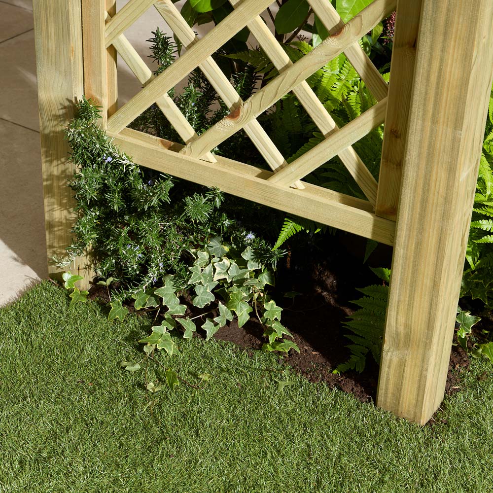 Rowlinson Cheltenham Grand 7 x 4ft Natural Wooden Garden Arch with Lattice Sides Image 4