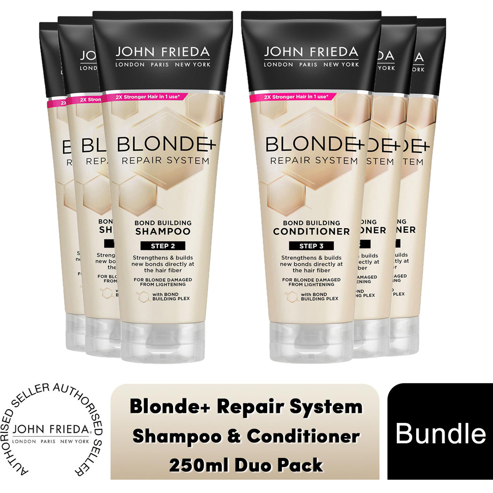 John Frieda Blonde+ Repair System Bond Building Conditioner 250ml 3 Pack Image 5