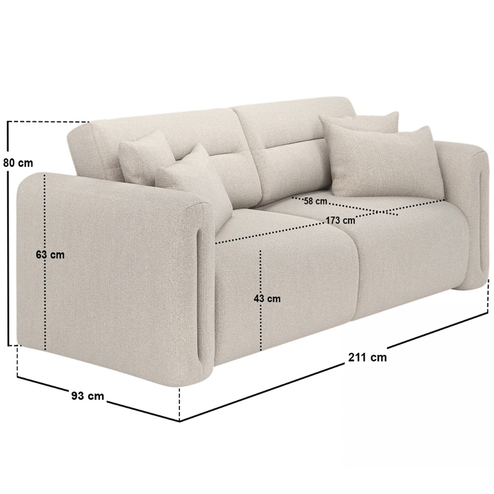 Solace+Co Mabel 3 Seater Beige Chenille Sofa Image 8