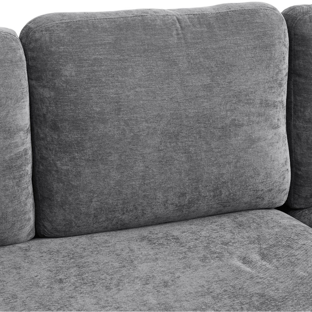 Living and Home 4 Seater Grey Chenille Sofa with Footstool and Cup Holders Image 4