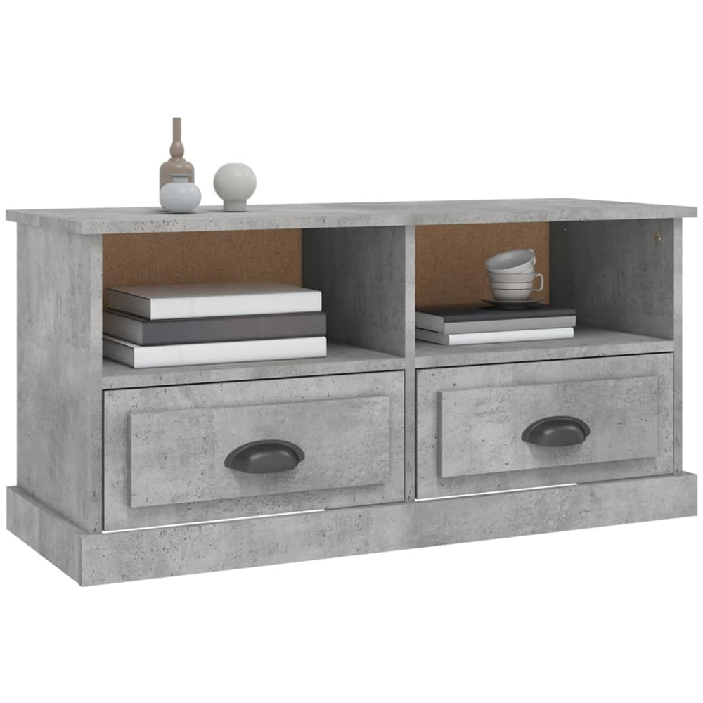 vidaXL 2 Drawer 2 Shelf Concrete Grey TV Cabinet Image 4