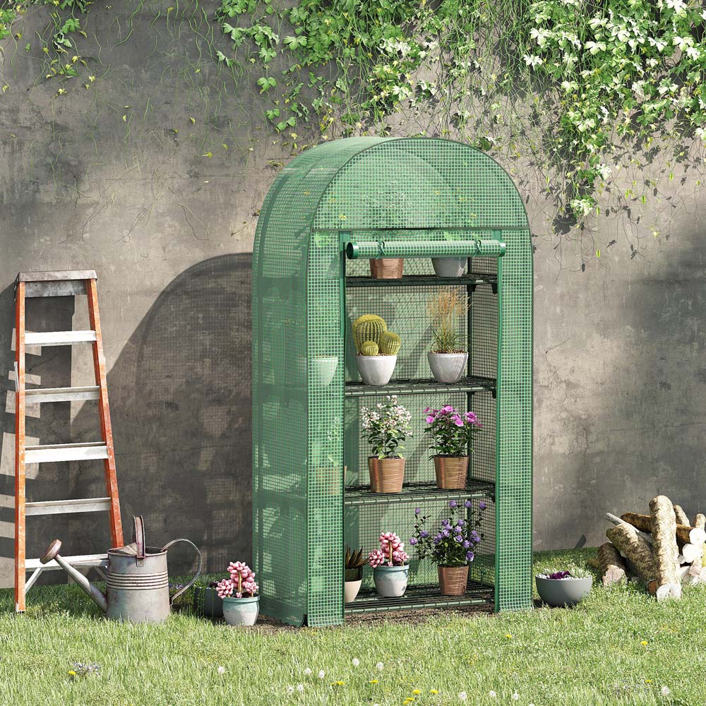 Outsunny Green 1.6 x 2.6ft 4-Tier Mini Greenhouse Image 2