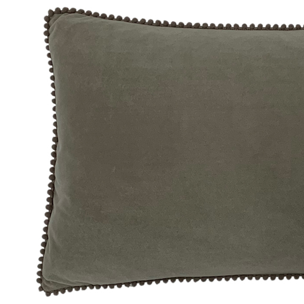 furn. Cosmo Grey Velvet Pom-Pom Cushion Image 2