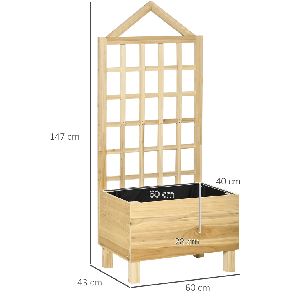 Outsunny Natural Wooden Planter with Trellis 147 x 43 x 60cm Image 9