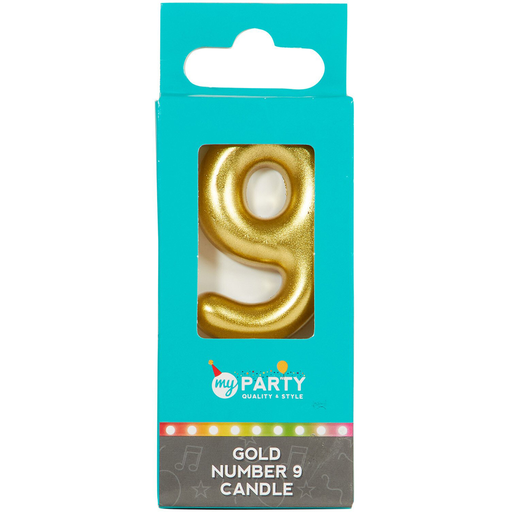 My Party Gold Number Candle - 9 Image 2