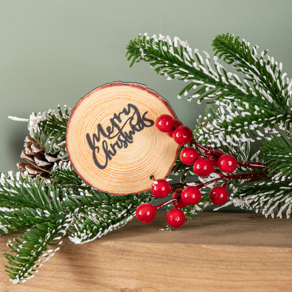 Samuel Alexander Frosted Pinecone Garland with Red Berries and Baubles 190cm Image 7