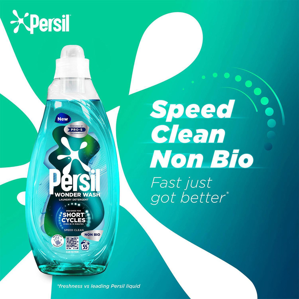 Persil Non Bio Speed Clean Wonder Wash Liquid Laundry Detergent 55 Washes 1.485L 5 Pack Image 8