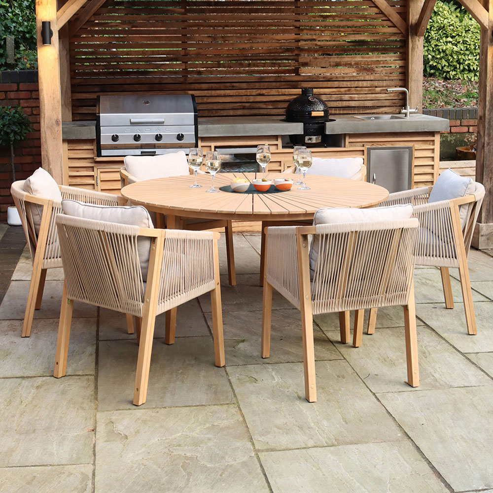 Royalcraft Roma 4 Seater Sunray Acacia Round Dining Set with Black Granite Insert Image 1