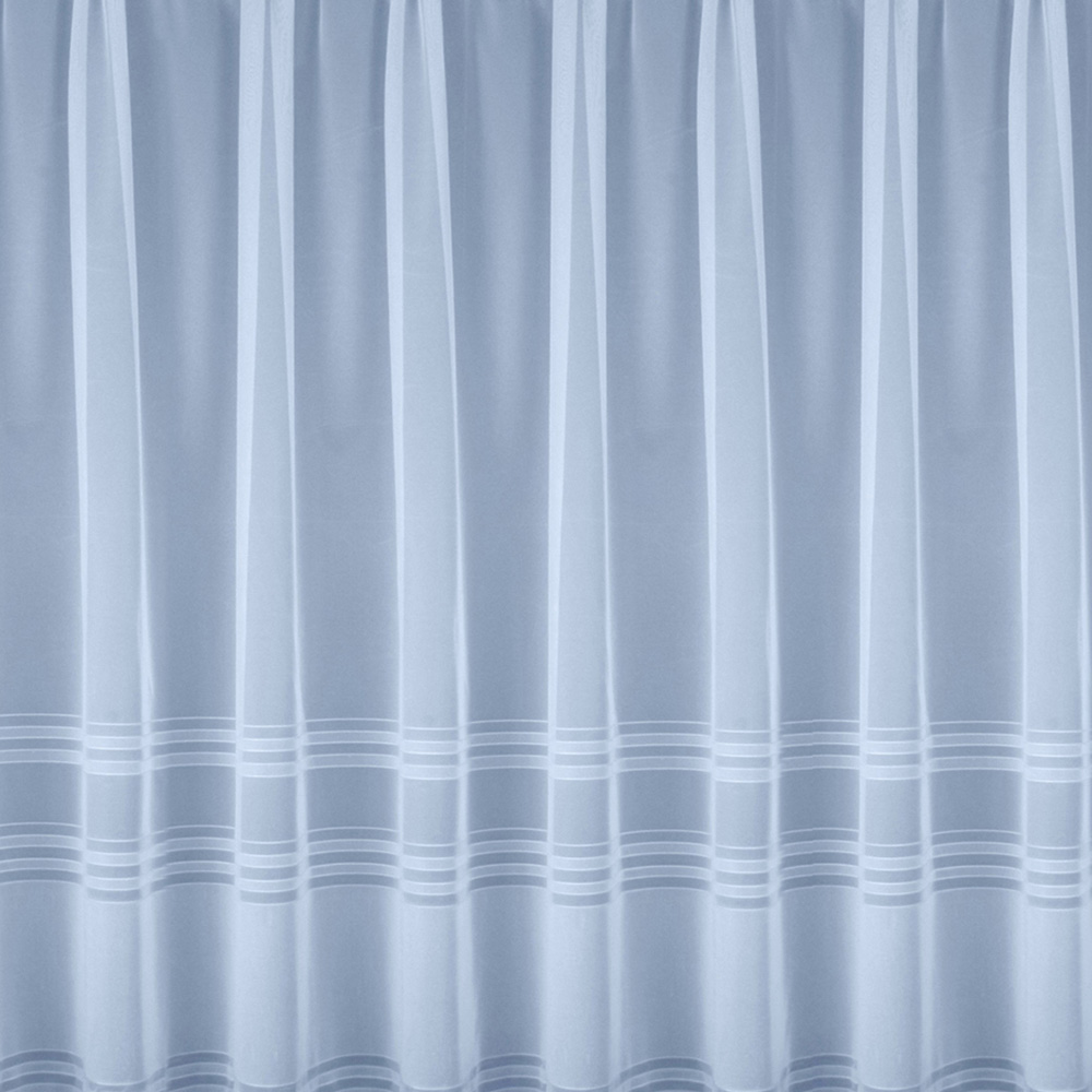 Tyrone Textiles Hudson White Horizontal Stripe Pocket Header Net Curtain 500 x 183cm Image 2