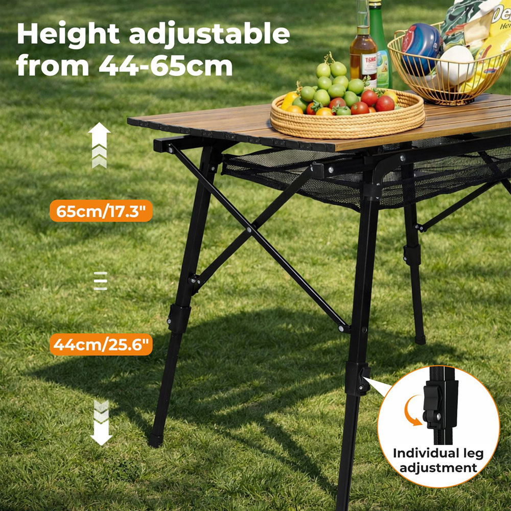 Levede Aluminium Adjustable Height Foldable Camping Table 90 x 52cm Image 8