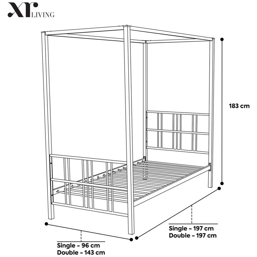 XR Living Fern Double White 4 Poster Bed with White Soft Glow LED Light Image 6