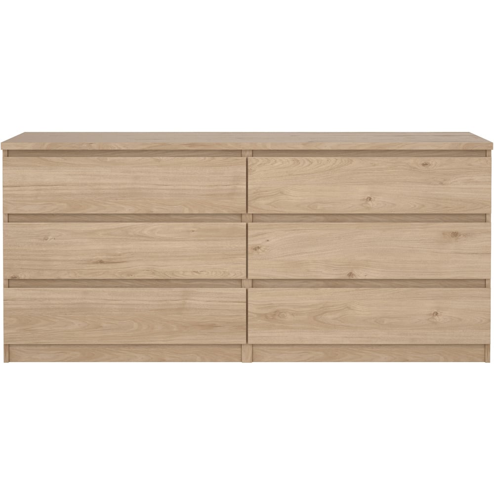 Florence 6 Drawer Jackson Hickory Oak Wide Chest of Drawers Image 3