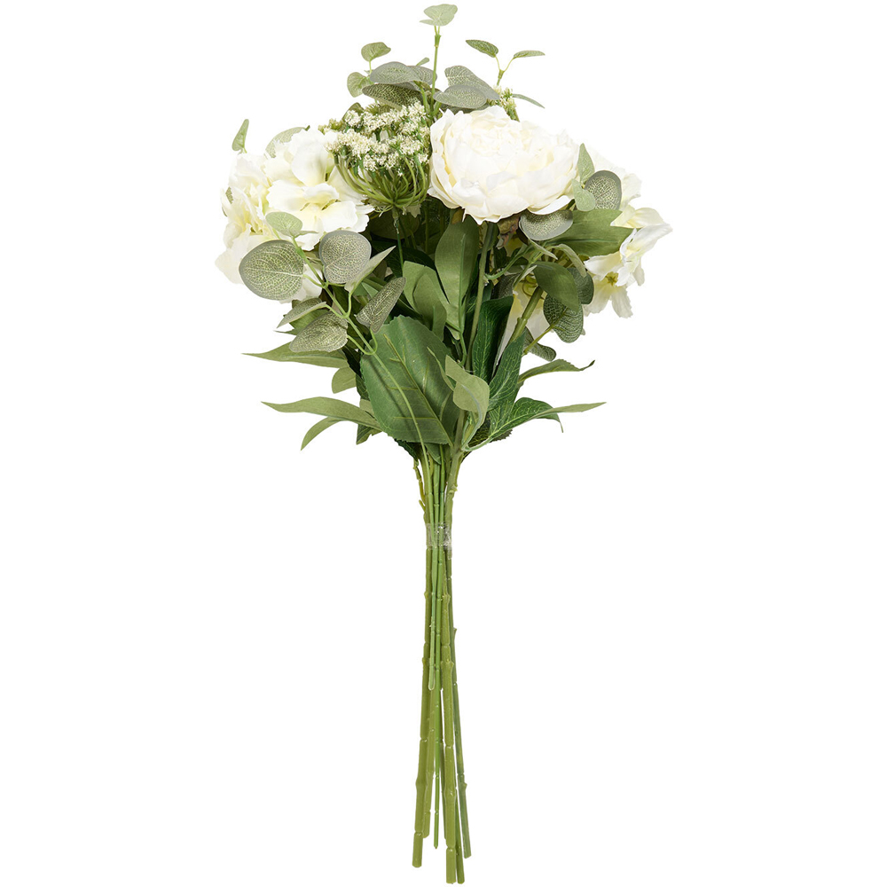 Hydrangea Eucalyptus Queen Annes Lace Bouquet White Image 4