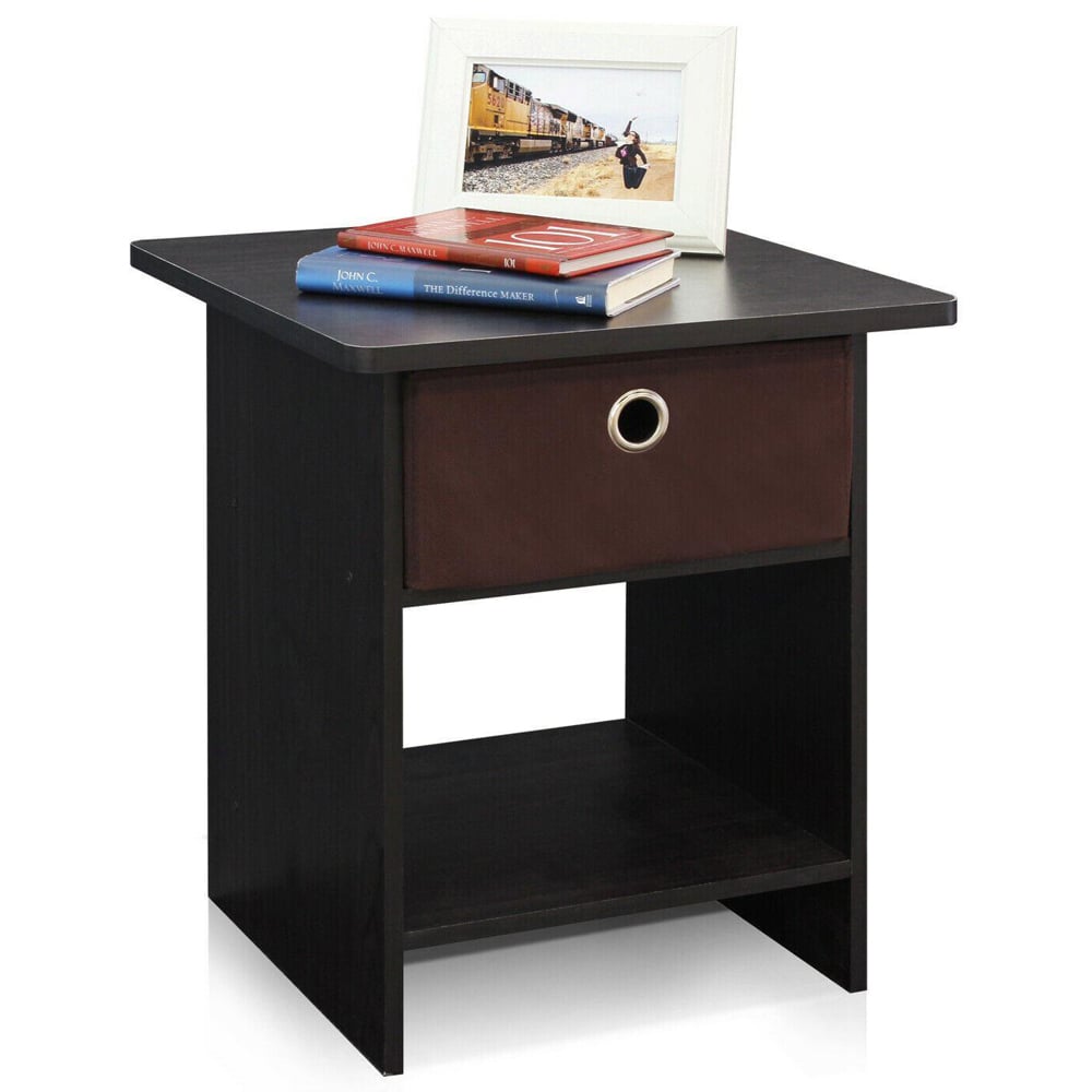 Walplus Dario Single Drawer Single Shelf Espresso End Table Image 3