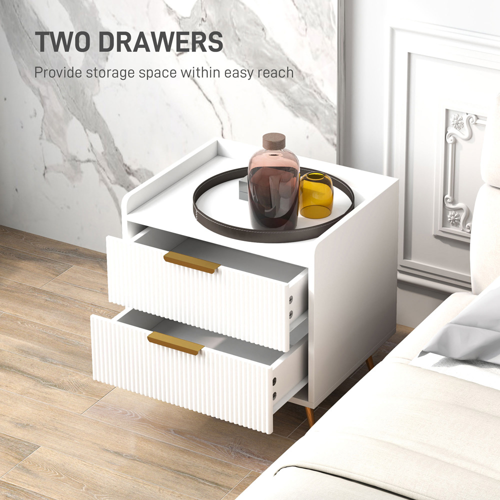 Portland 2 Drawer White and Gold Bedside Table Image 5