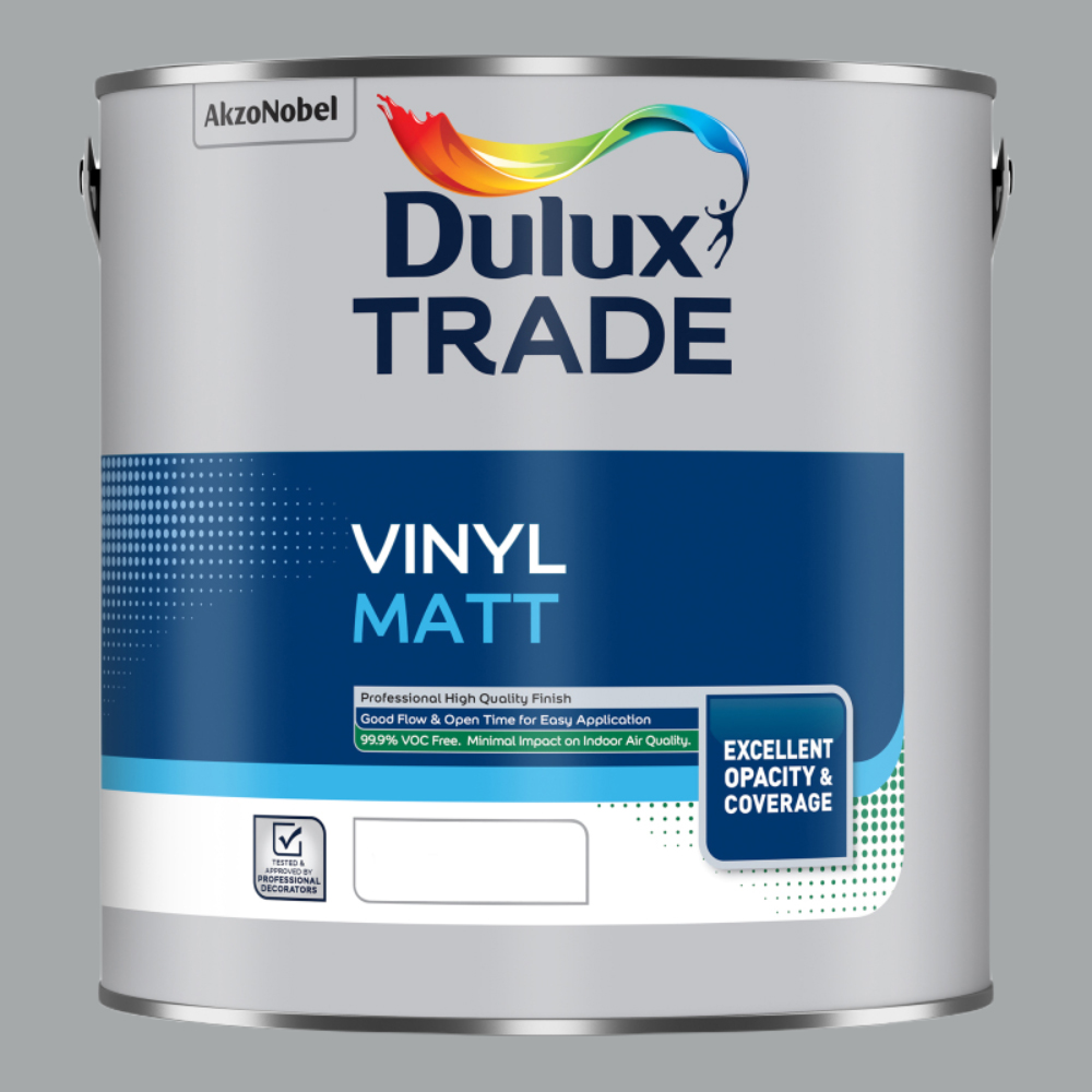 Dulux Trade Warm Pewter Walls and Ceilings Vinyl Matt Paint 2.5L Image 2