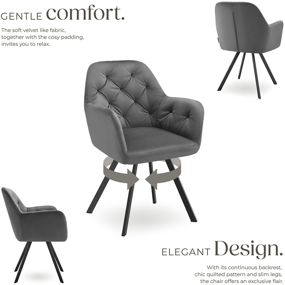 tectake Lucia Set of 4 Anthracite Swivel Armchair Image 3