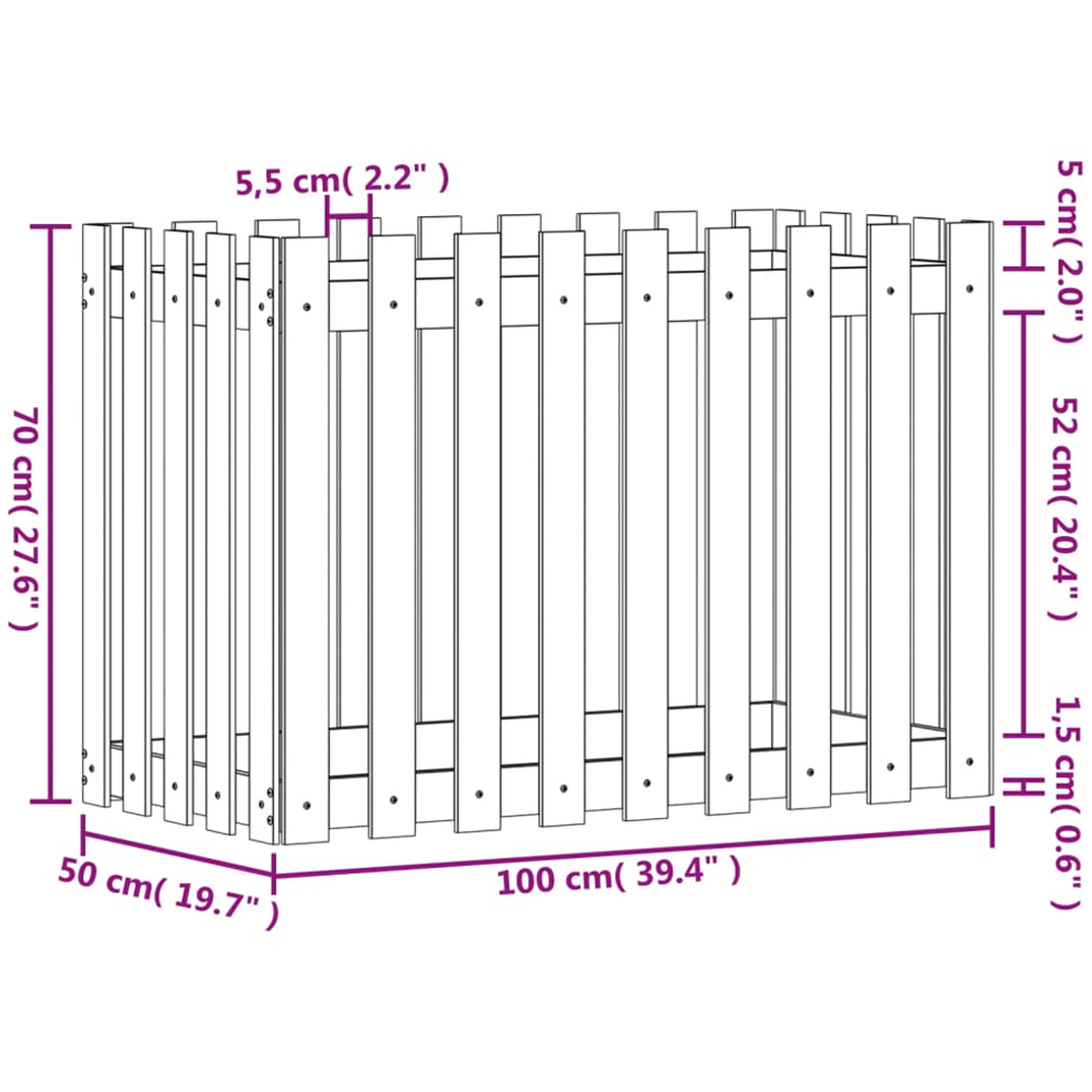 vidaXL Brown Douglas Wood Raised Garden Bed 70 x 100 x 50cm Image 8
