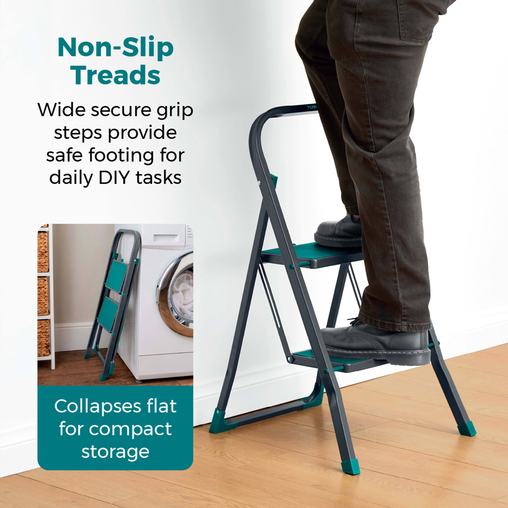 Tower 2-Tread Teal Step Ladder Image 4