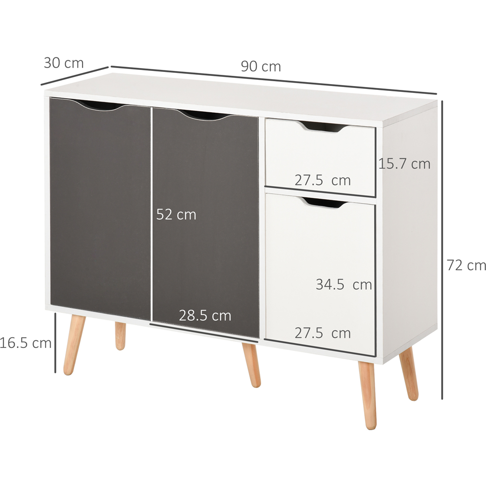 Portland 3 Door Single Drawer Grey and White Floor Standing Sideboard Image 7
