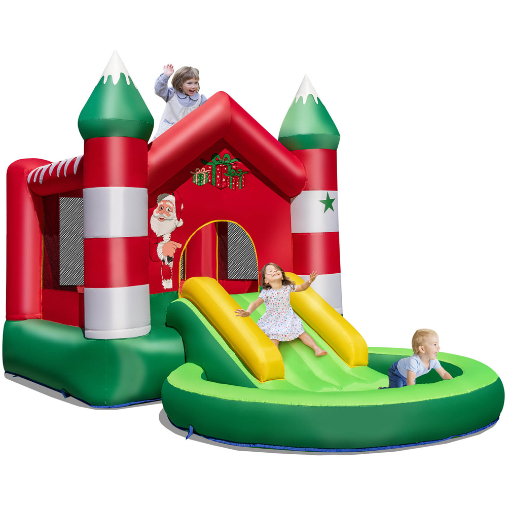 Costway Christmas Themed Inflatable Bouncy Castle with Ball Pit 7.2 x 12.8 x 6.9ft Image 2