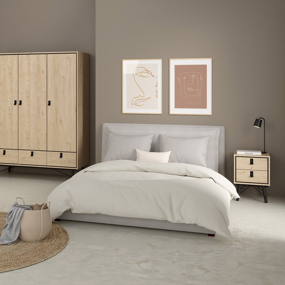 Florence Ry 2 Drawer Jackson Hickory Oak Bedside Table Image 6