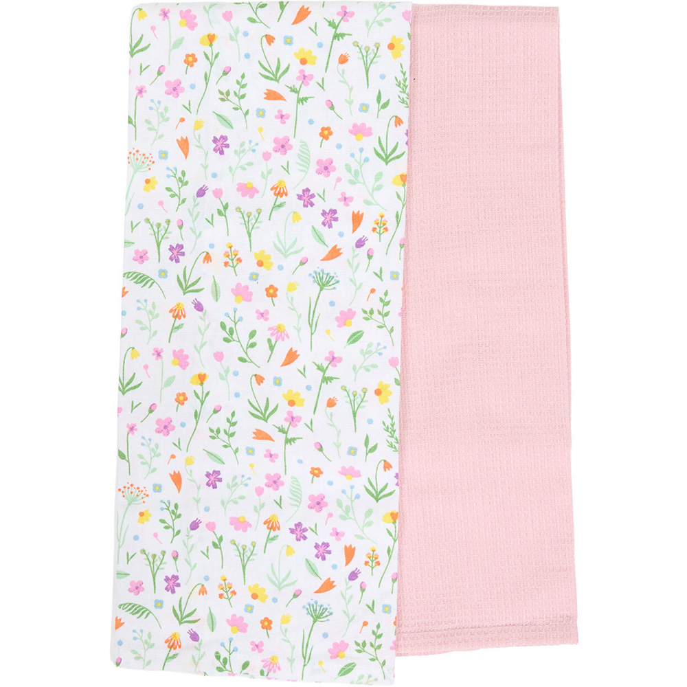 Pack of 2 Wildflower Tea Towels Pink Image 3