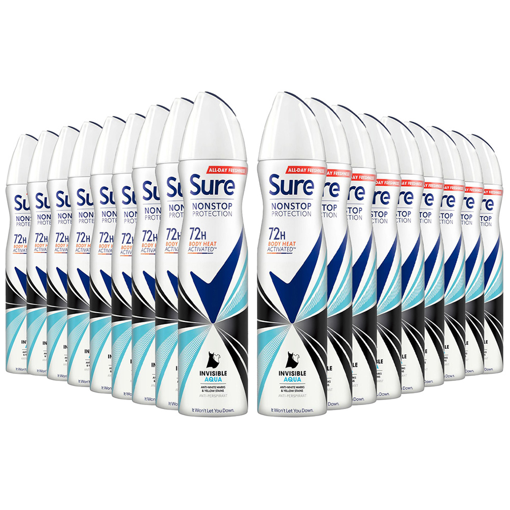 Sure Women Invisible Aqua 72H Protection Anti-Perspirant Deodorant 250ml 18 Pack Image 1