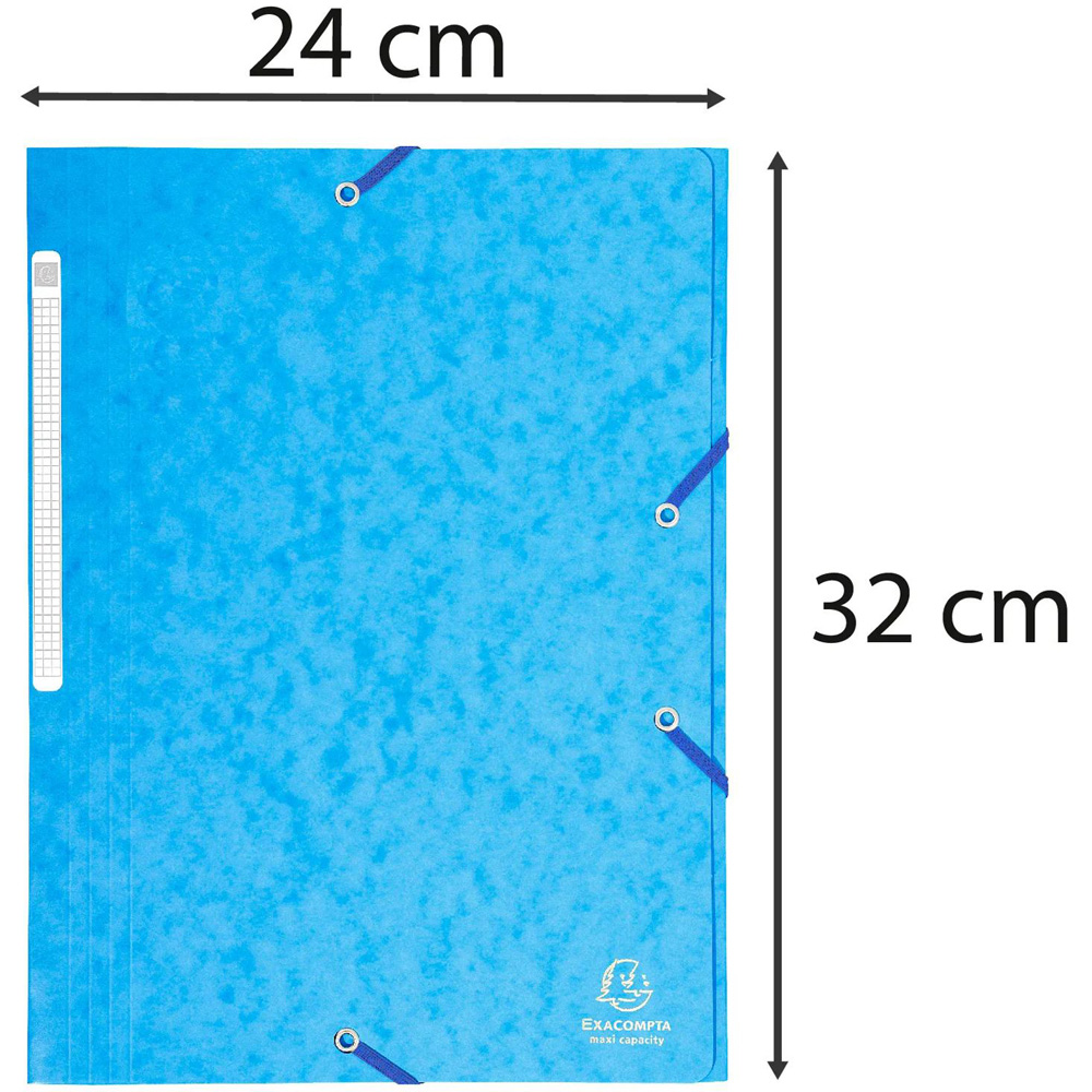 Exacompta Flap A4 Turquoise 3 Elastic Folder 25 Pack Image 7