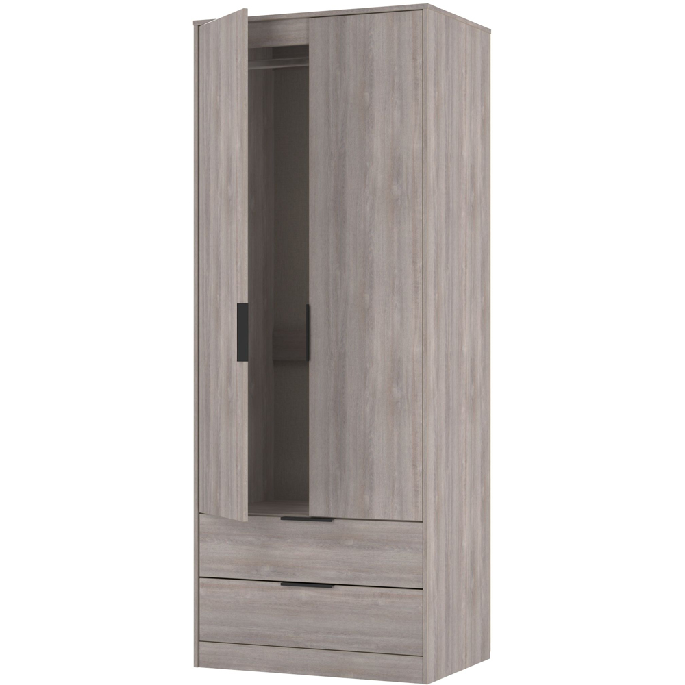 Crowndale Hong Kong 2 Door 2 Drawer Grey Oak Tall Wardrobe Ready Assembled Image 6