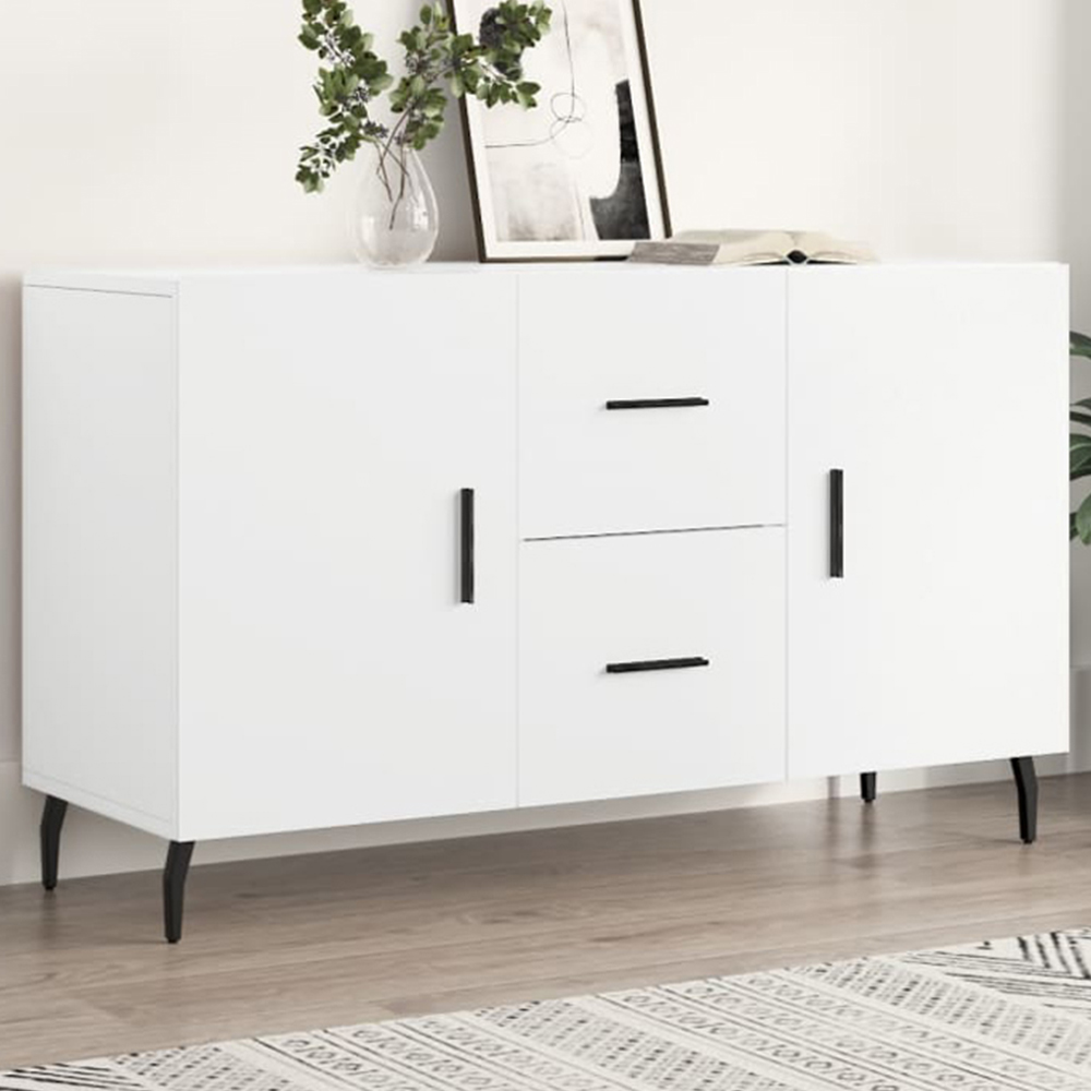 vidaXL 2 Door 2 Drawer White Sideboard Image 1