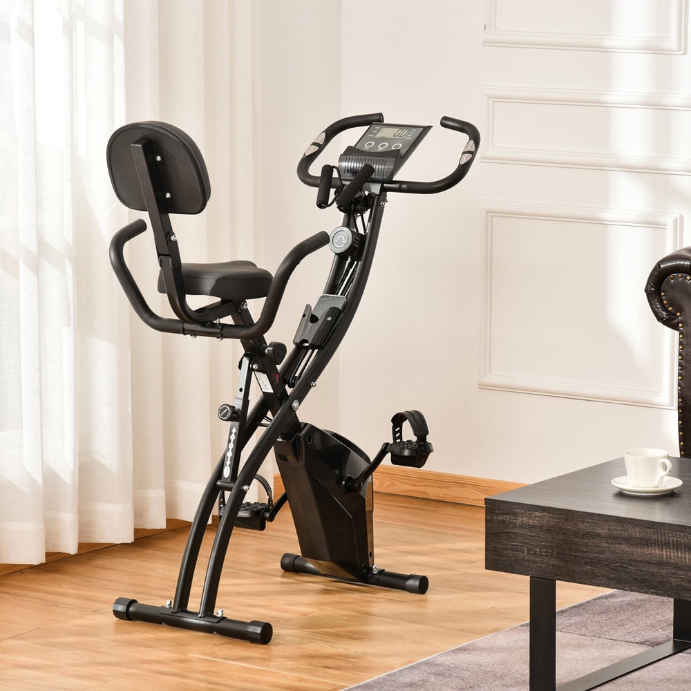 HOMCOM 2 in 1 Magnetic Resistance Folding Exercise Bike Image 2