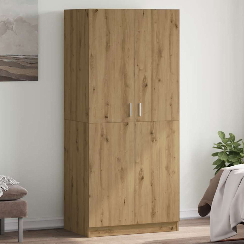 vidaXL 2 Door Artisan Oak Wooden Wardrobe Image 1