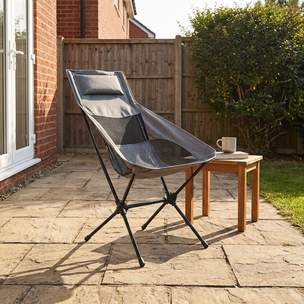 Active Sport High Back Camping Chair Grey and Black Image 6