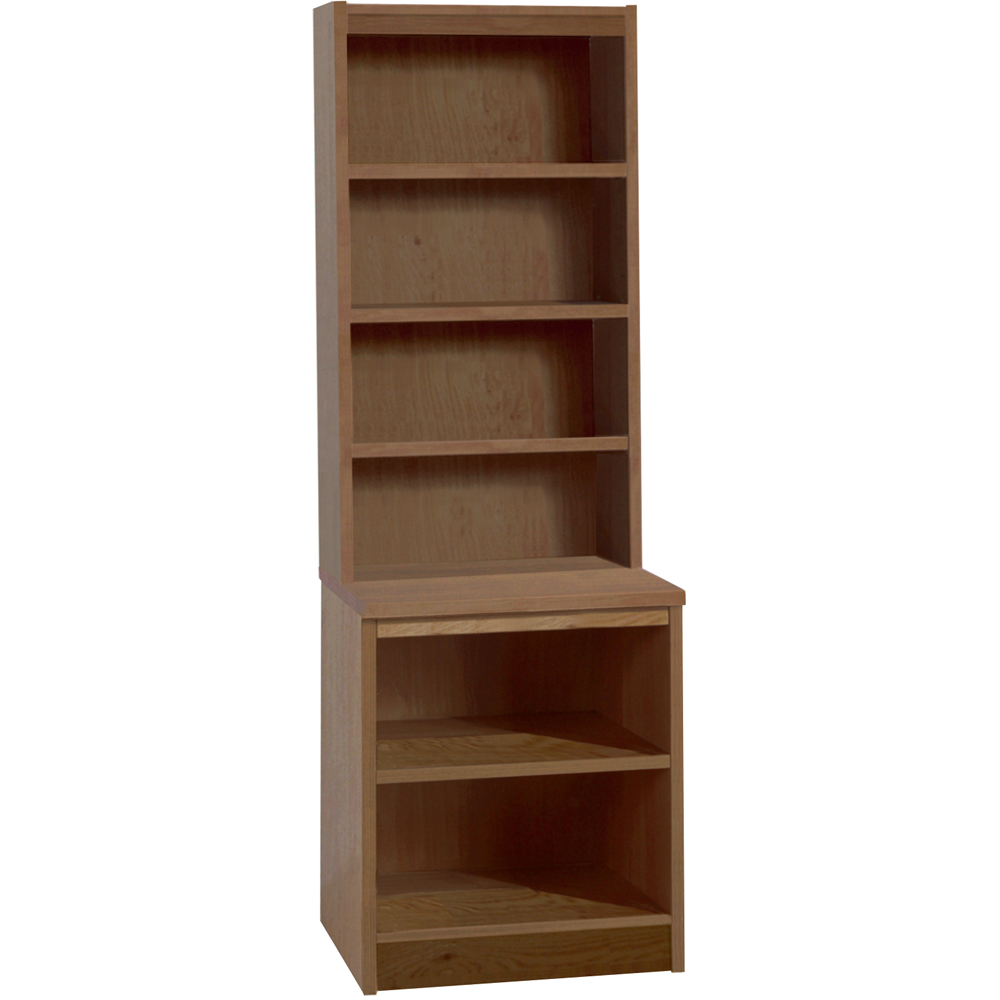 R White Cabinets 6 Shelf Brown Desk Height Bookcase with Hutch Image 2