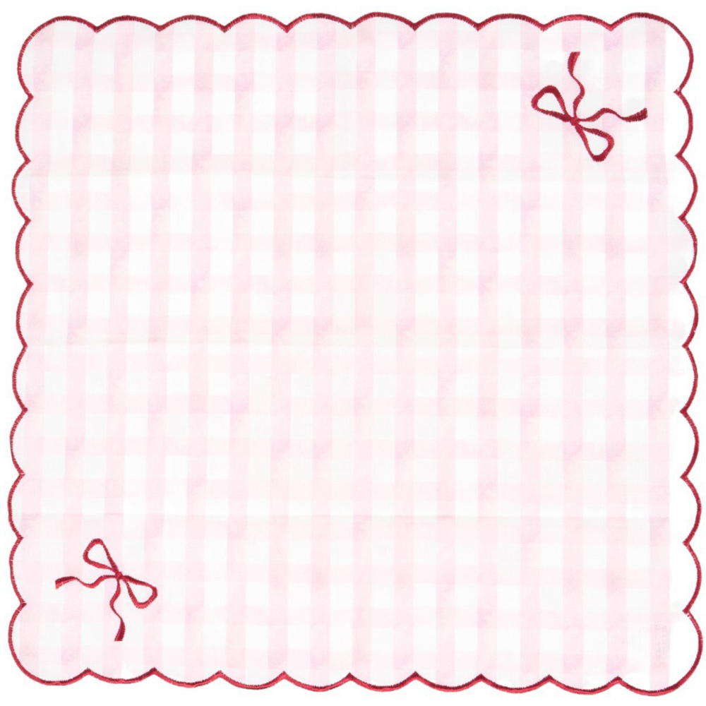 Pack of 4 Embroidered Bow Napkins Pink Image 3