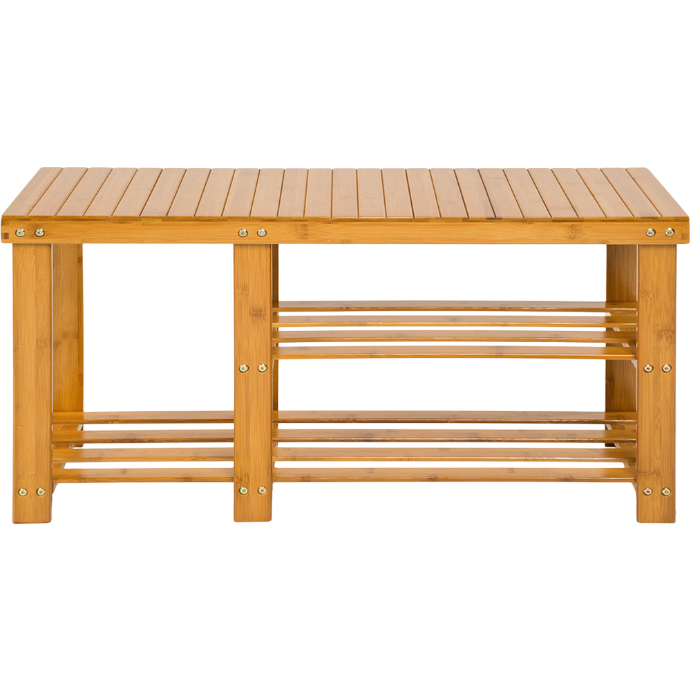 tectake 2 Shelf Shoe Rack with Bench Image 3