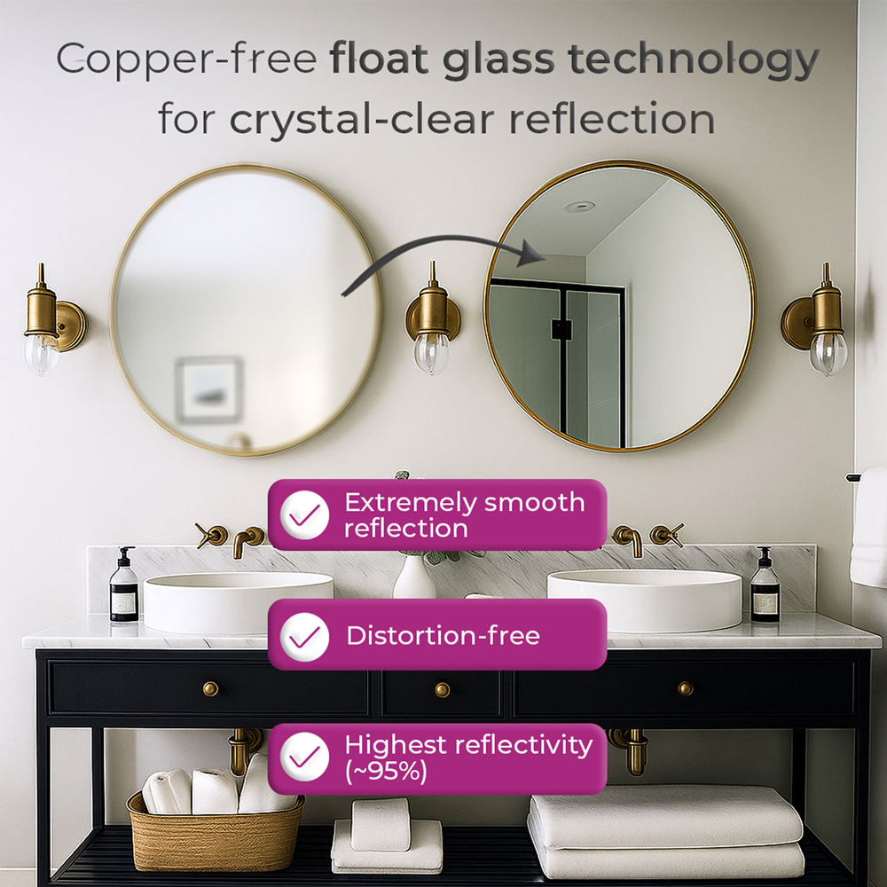 Neo Gold Metal Frame Anti-Rust Wall Mounted Round Mirror 60cm Image 6