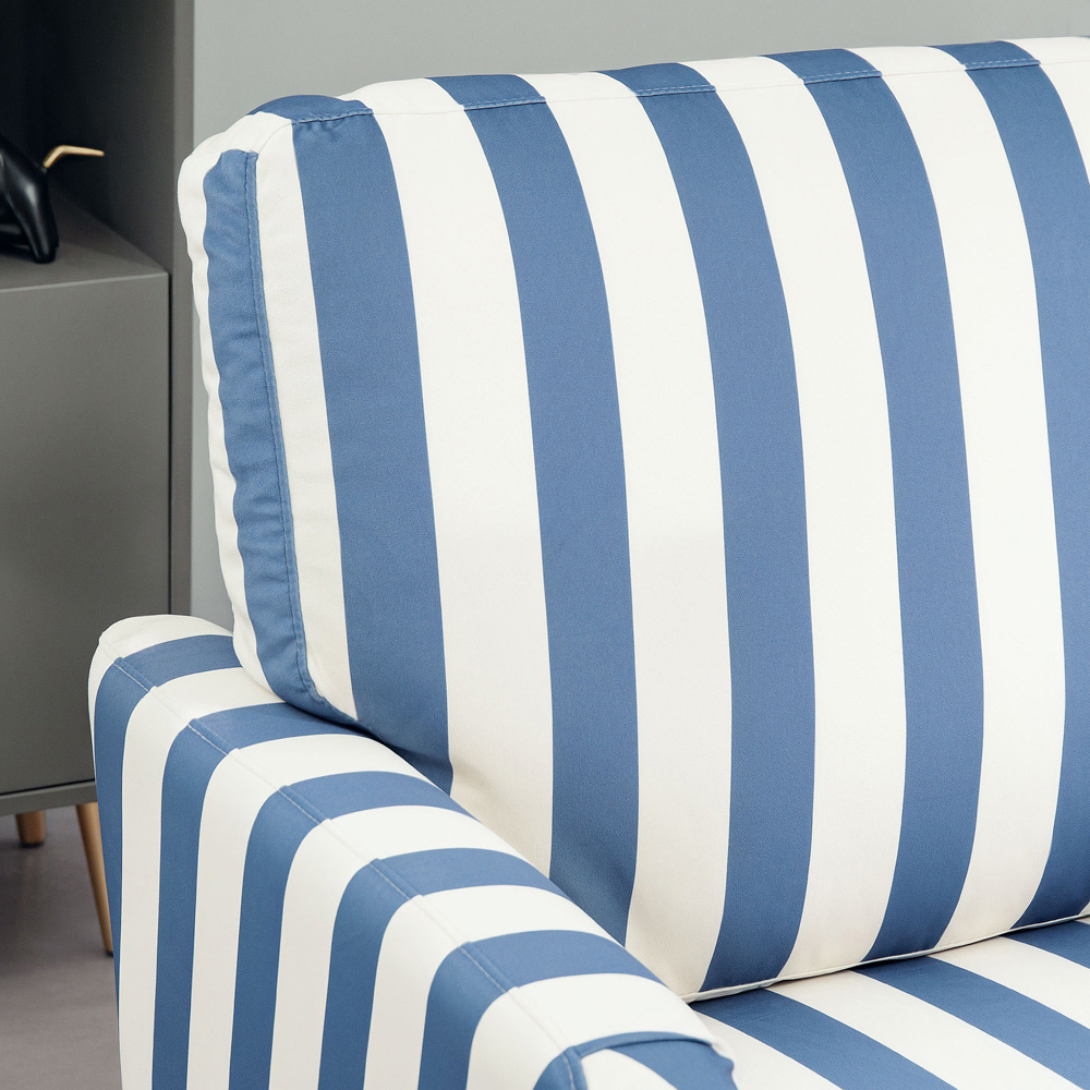 HOMCOM Blue and White Striped Armchair Image 3