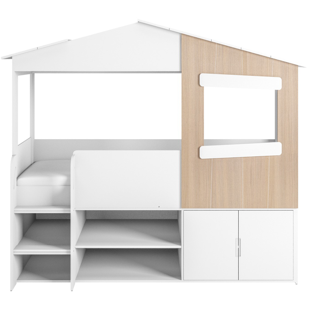 Flair Dreamland White and Oak Play House Bed Frame with Storage Image 3