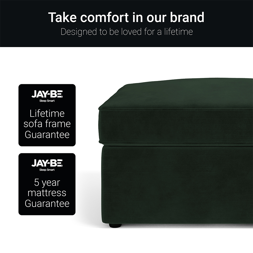 Jay-Be Bottle Green Luxe Velvet Fold-Out Footstool Bed with Comfort Mattress Image 6