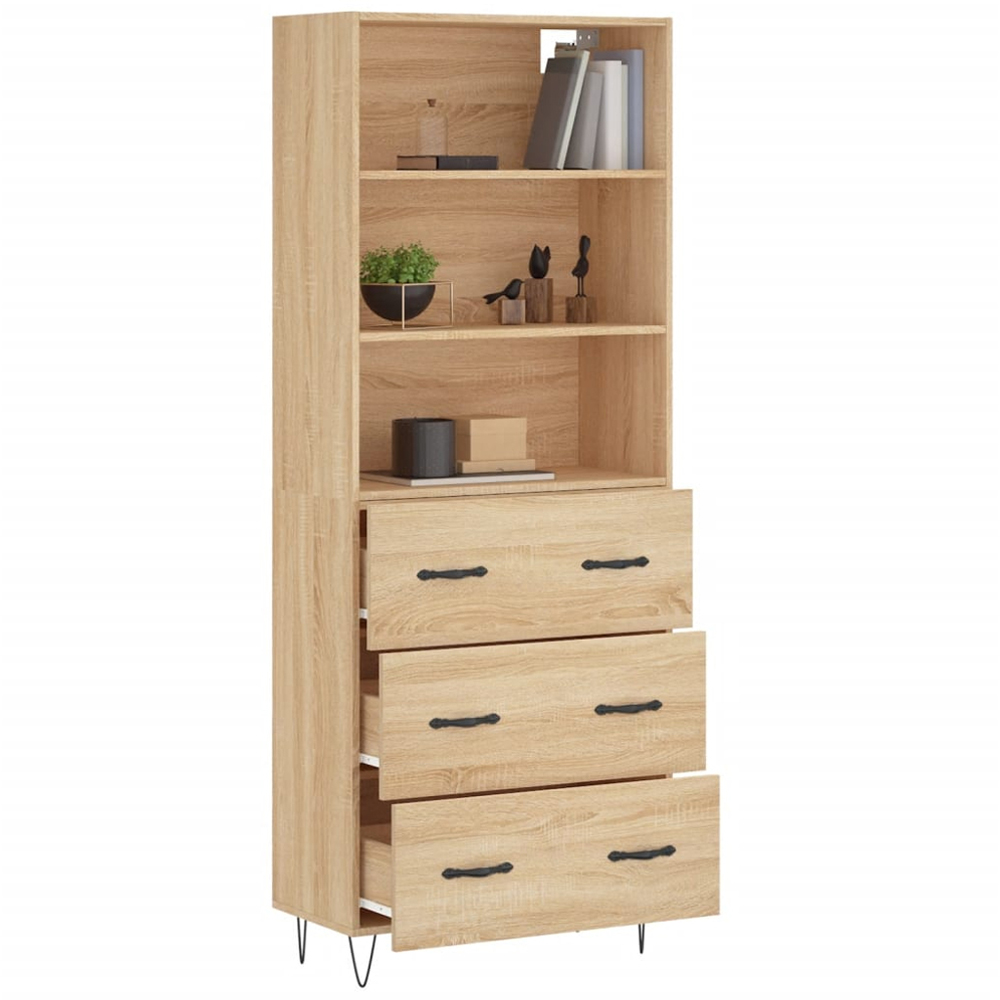 vidaXL 3 Drawer 3 Shelf Sonoma Oak Highboard Image 3